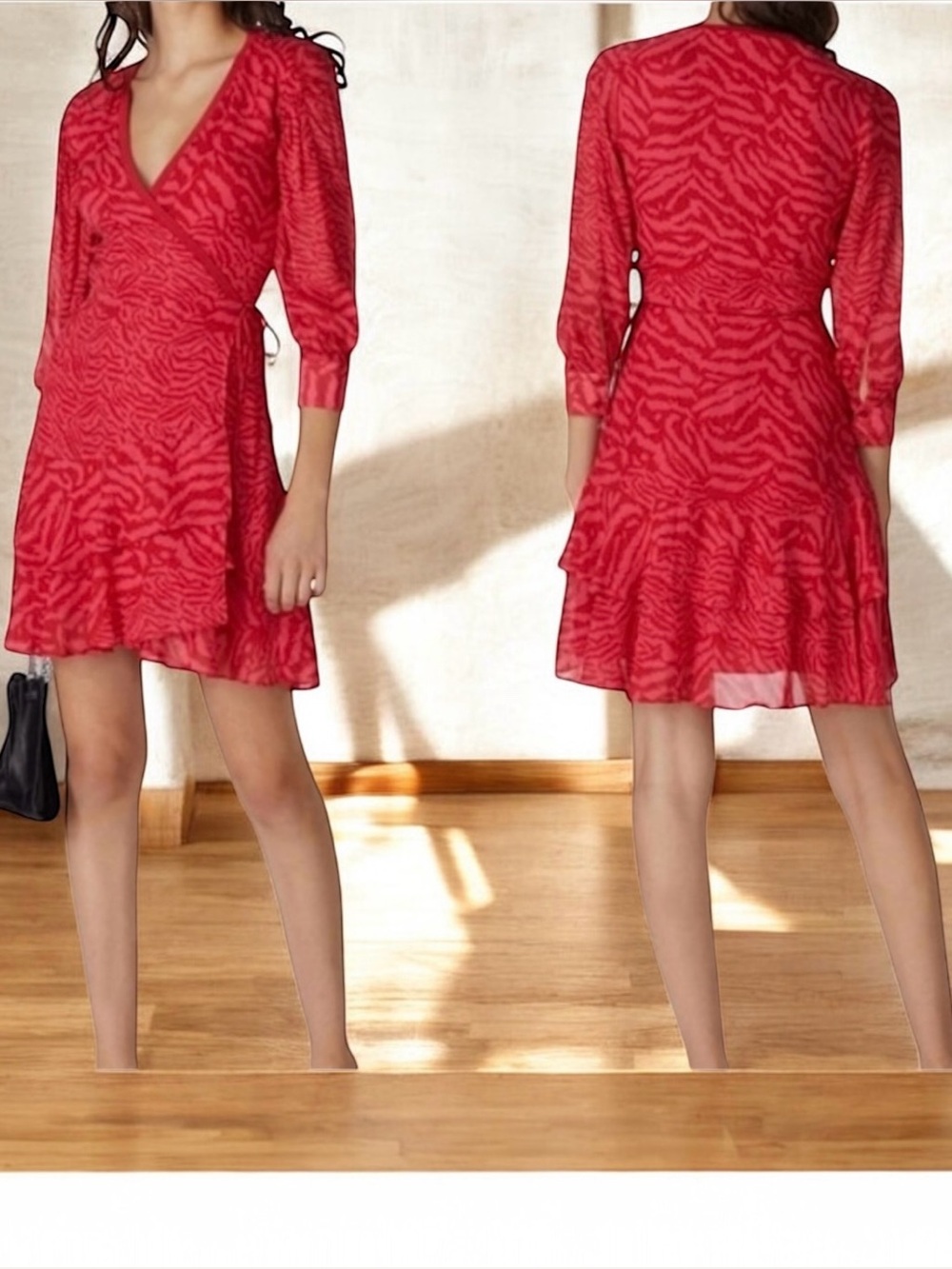 🆕 ALL SAINTS Keva Red Mini Dress Ruffled